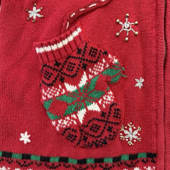 Vintage Design Originals Studio Joy Christmas Sweater Red Mittens Women's M - Picture 9 of 14